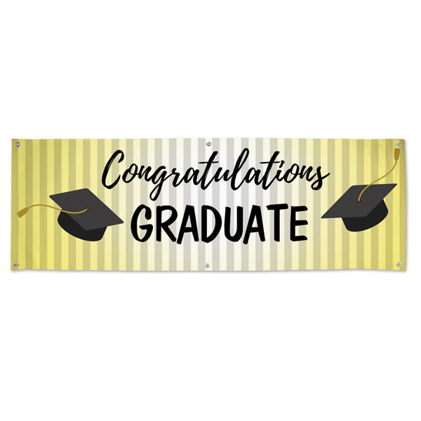 Congratulations Graduate Black on Gold Vinyl Banner 6x2 | Class of 2021 ...